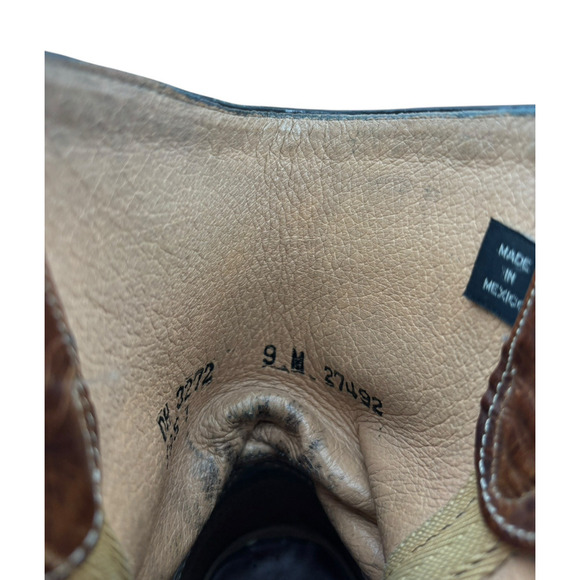 Vintage Double H Western Distressed Rustic Brown Leather Cowboy Boots Size 9 - Picture 7 of 11